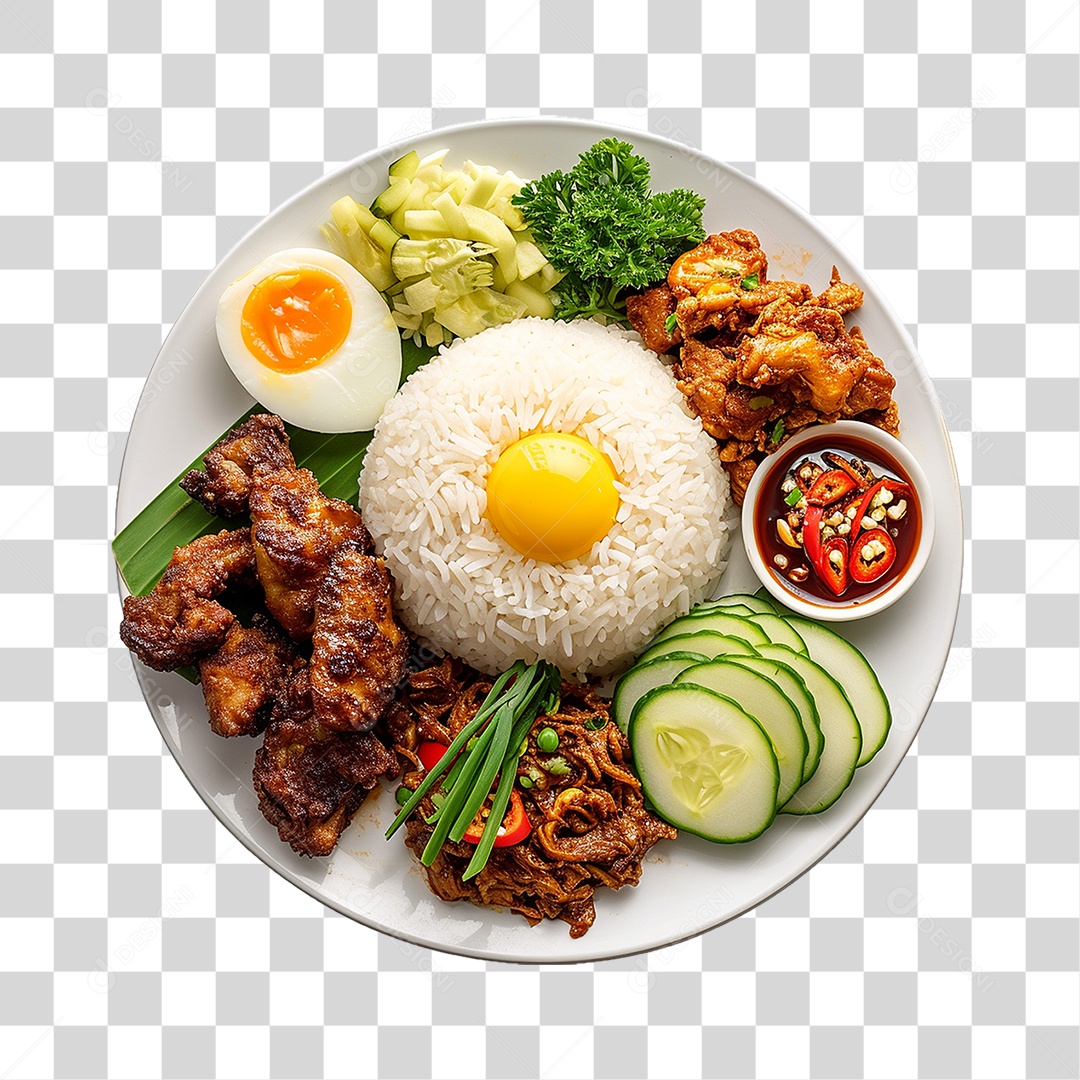 Prato de Nasi Comida Típica PNG Transparente