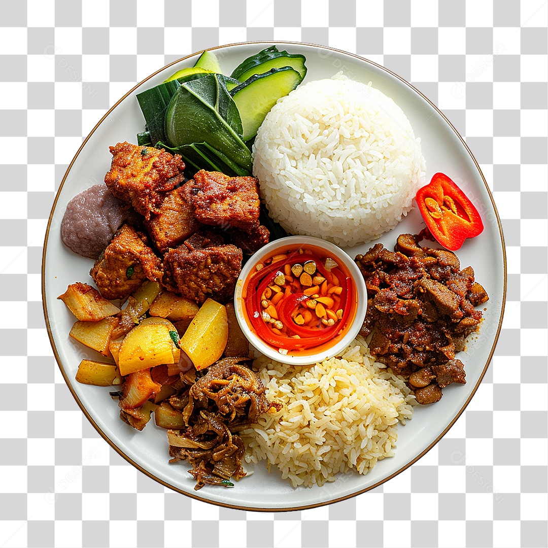 Prato de Nasi Comida Típica PNG Transparente