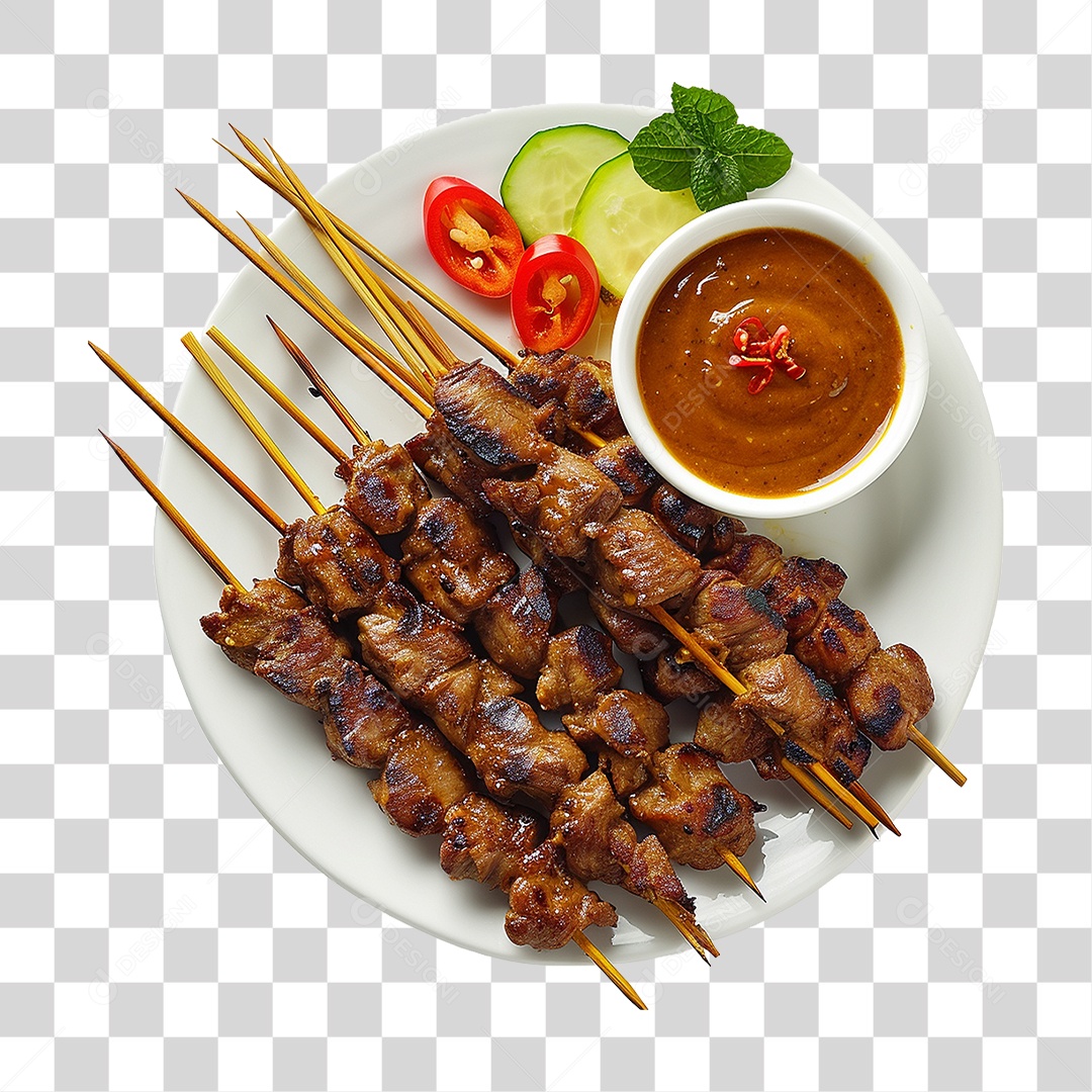 Prato com Espetinhos Churrasco PNG Transparente