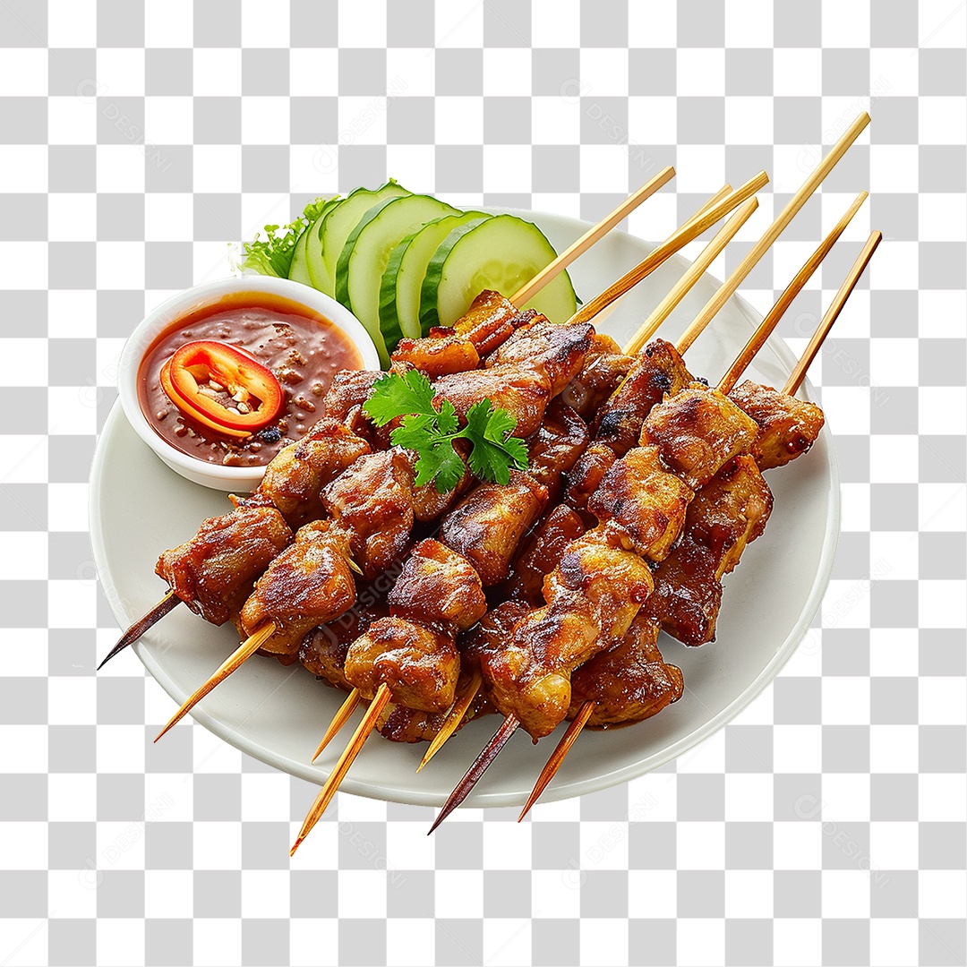 Prato com Espetinhos Churrasco PNG Transparente