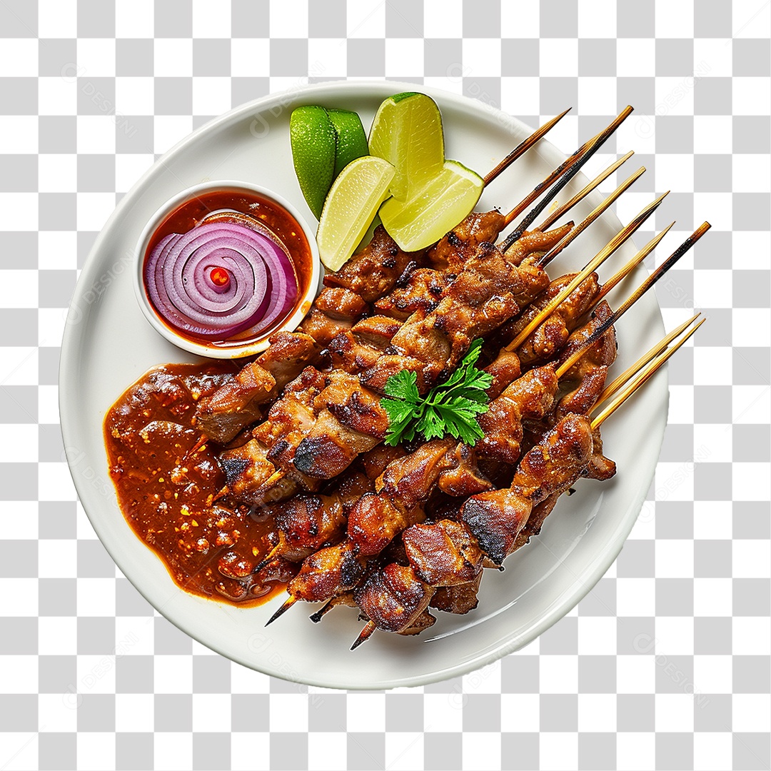 Prato com Espetinhos Churrasco PNG Transparente