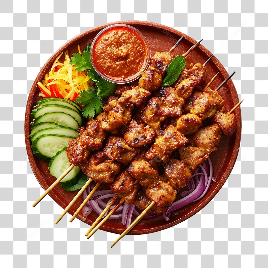 Prato com Espetinhos Churrasco PNG Transparente