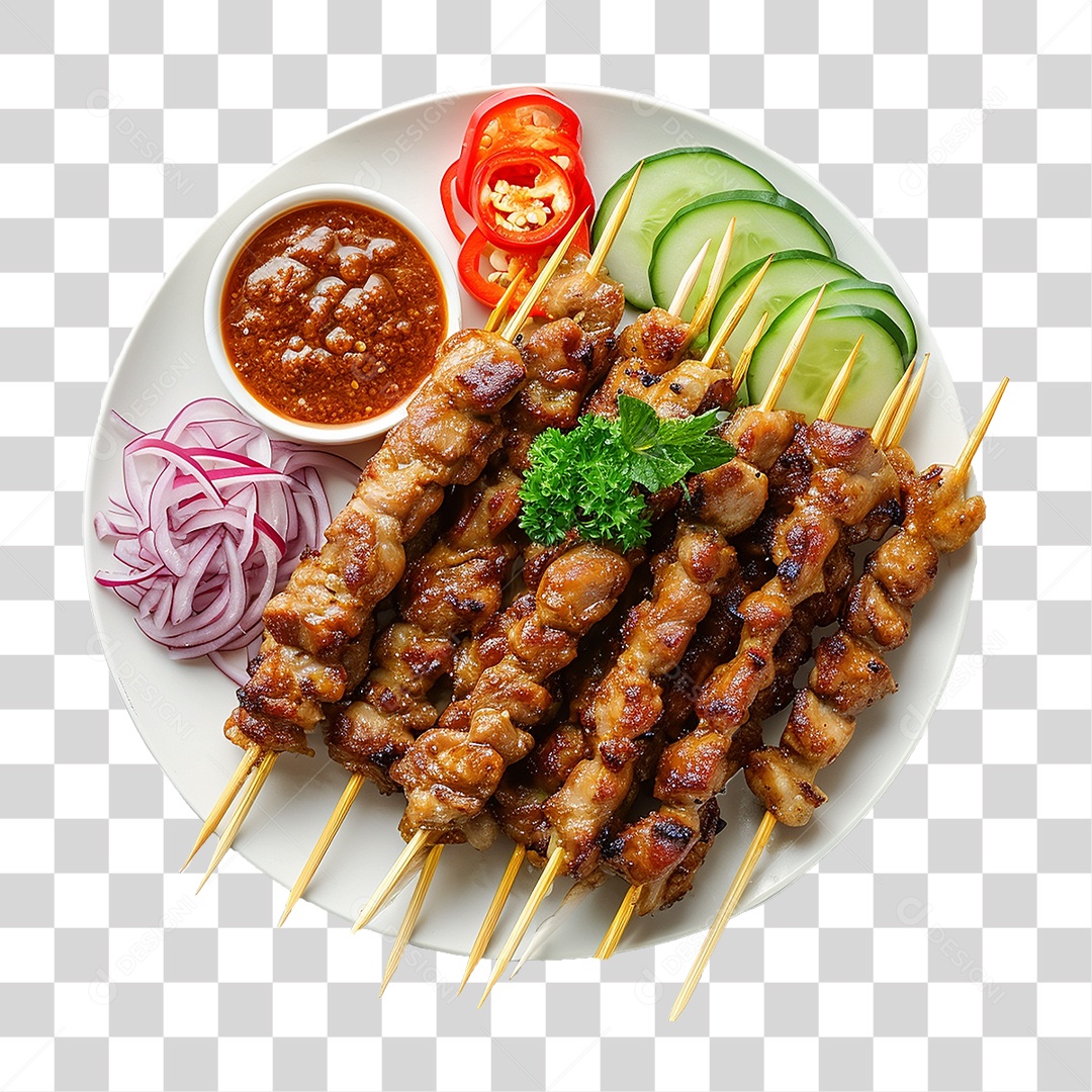 Prato com Espetinhos Churrasco PNG Transparente