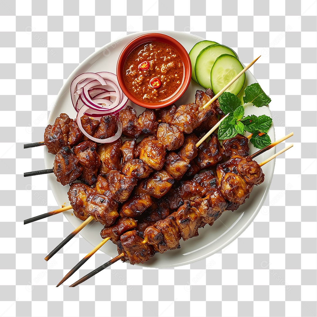 Prato com Espetinhos Churrasco PNG Transparente