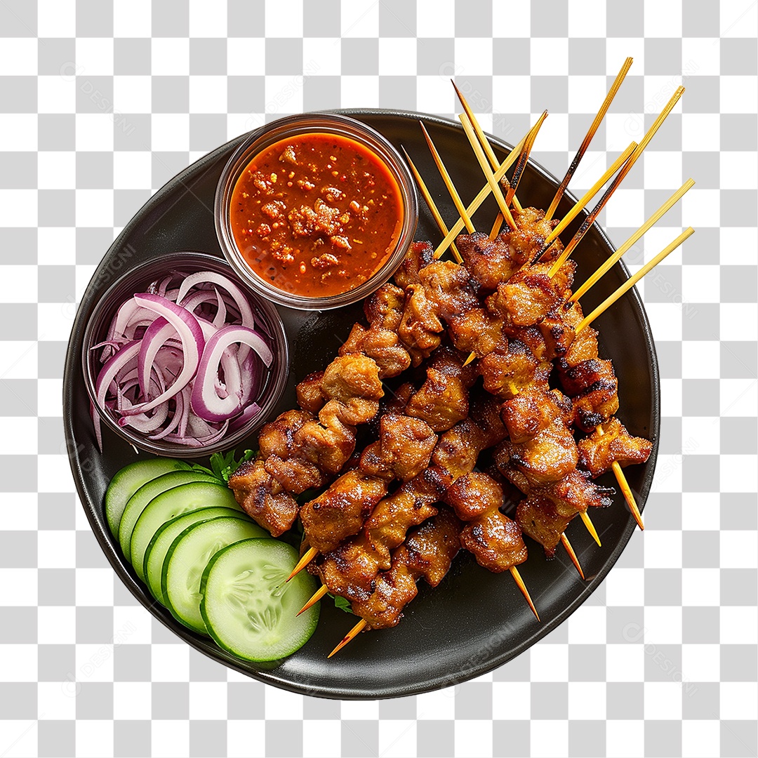Prato com Espetinhos Churrasco PNG Transparente