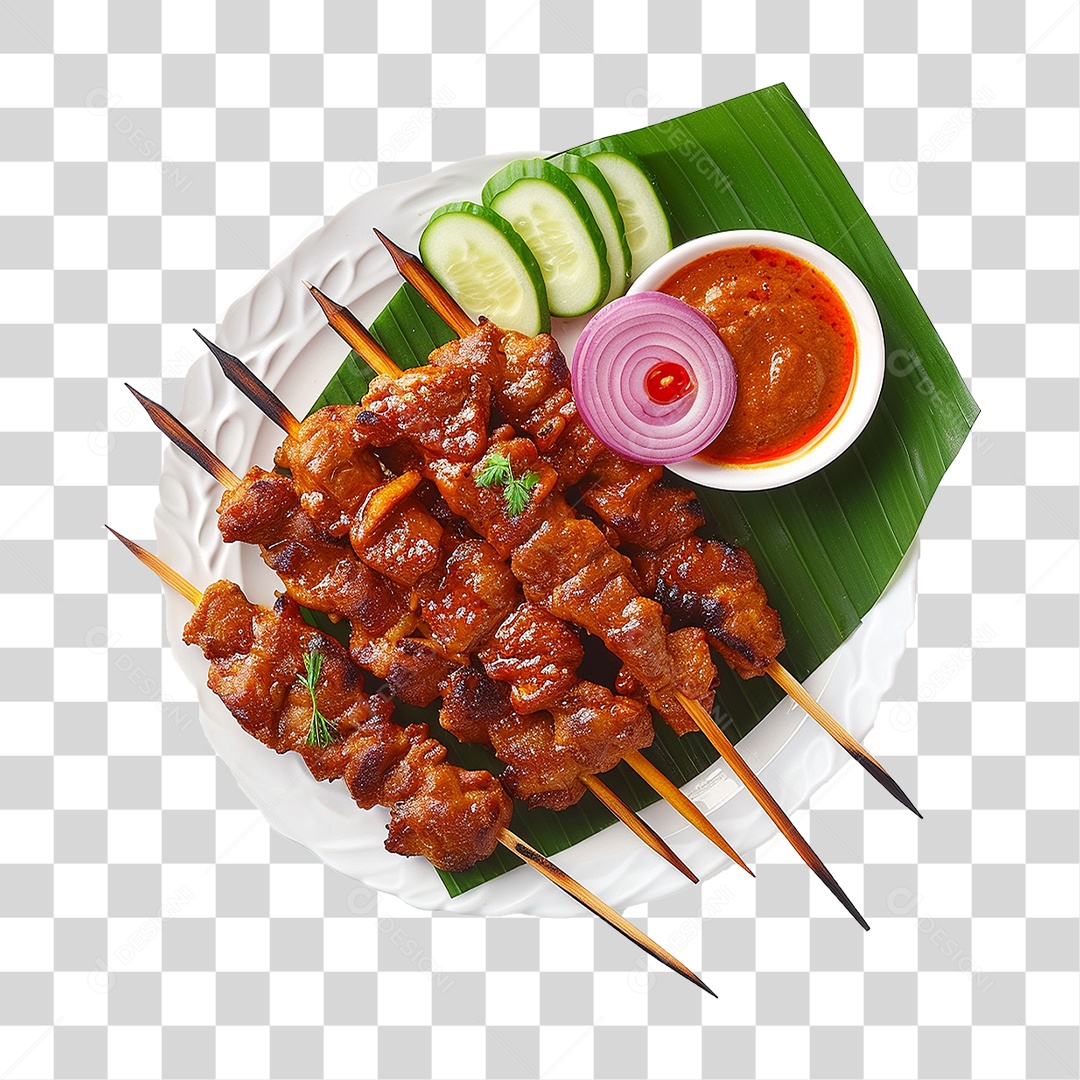 Prato com Espetinhos Churrasco PNG Transparente