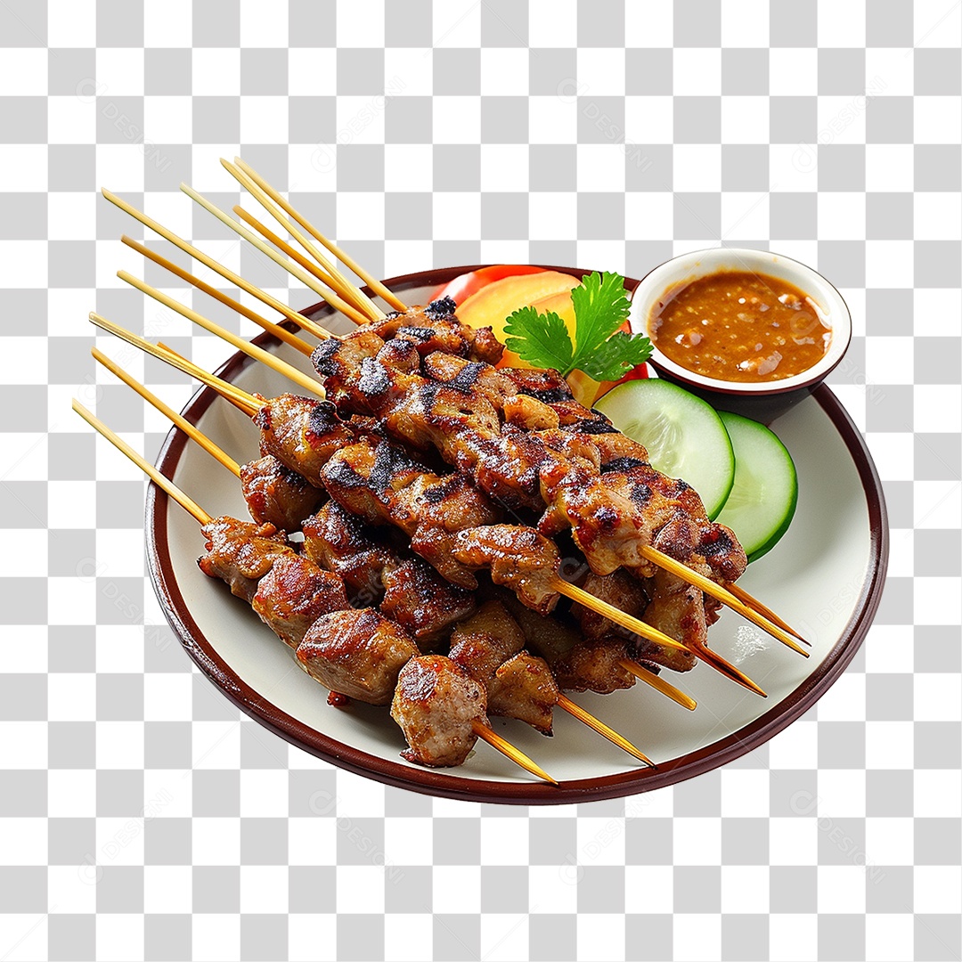 Prato com Espetinhos Churrasco PNG Transparente