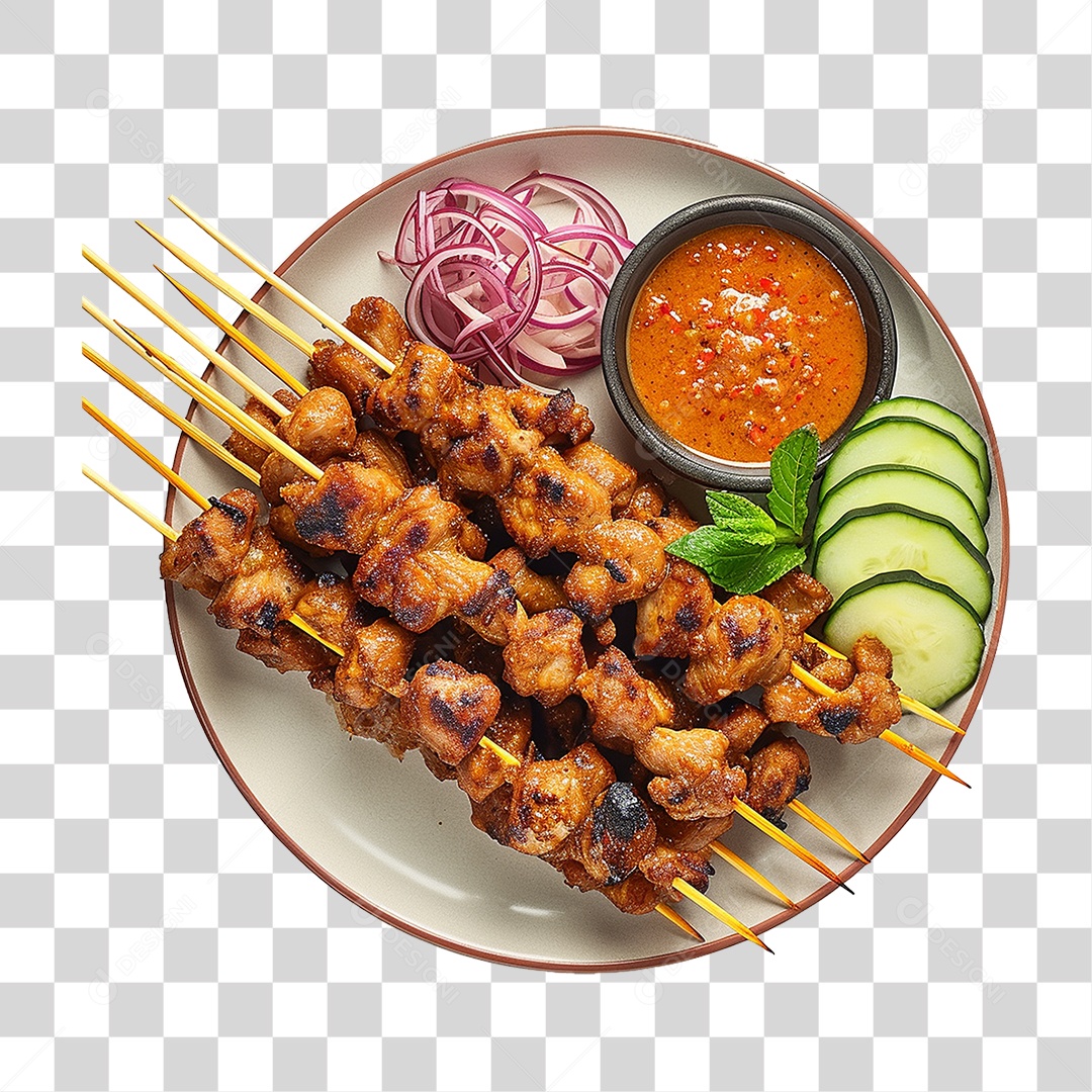 Prato com Espetinhos Churrasco PNG Transparente