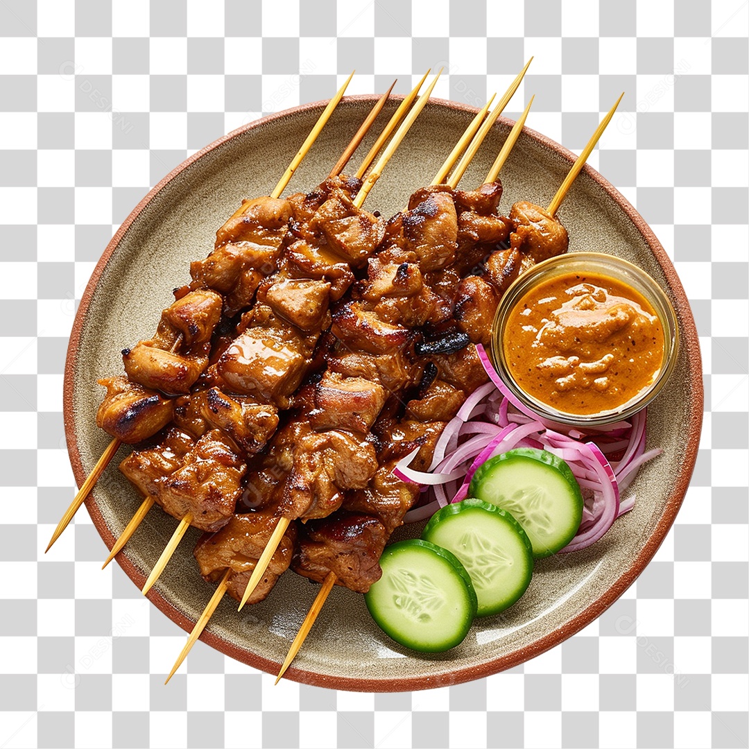 Prato com Espetinhos Churrasco PNG Transparente