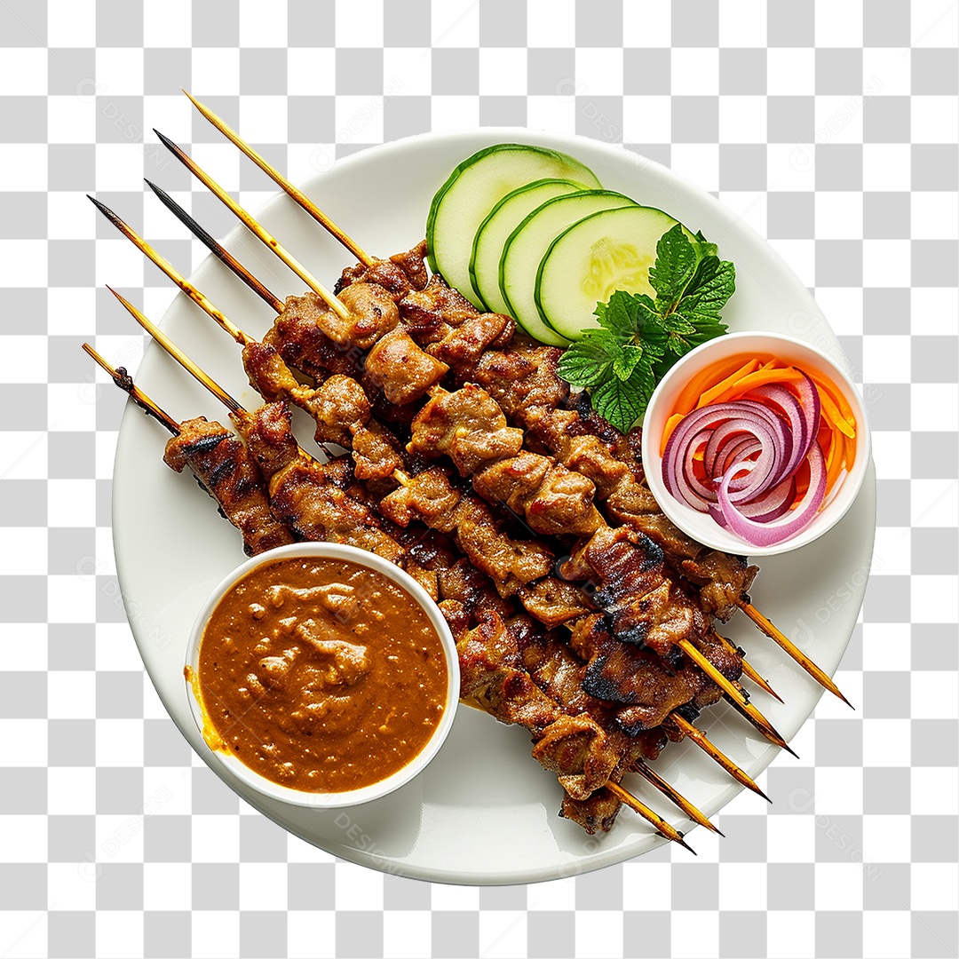 Prato com Espetinhos Churrasco PNG Transparente