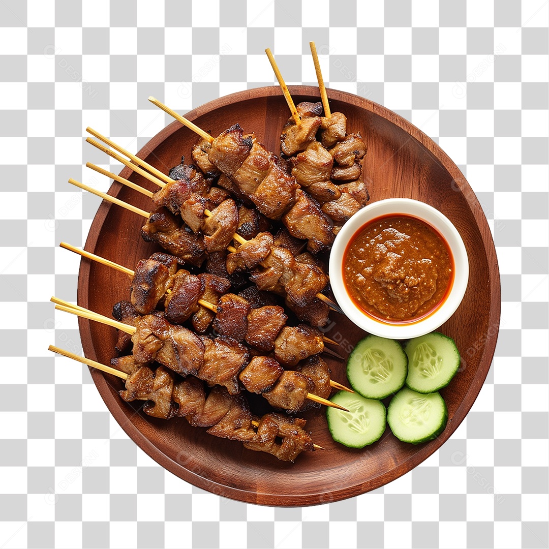 Prato com Espetinhos Churrasco PNG Transparente