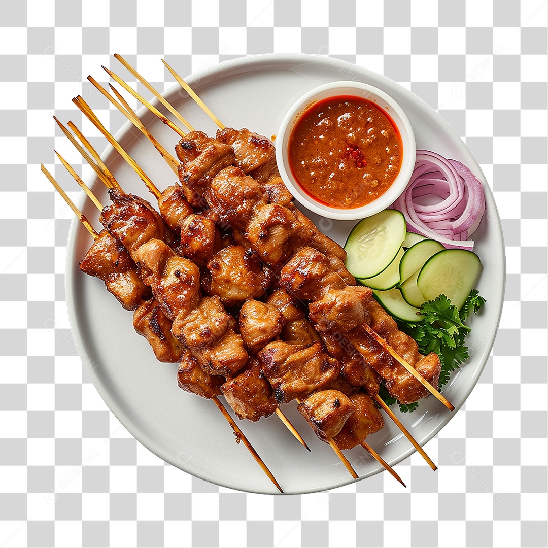 Prato com Espetinhos Churrasco PNG Transparente