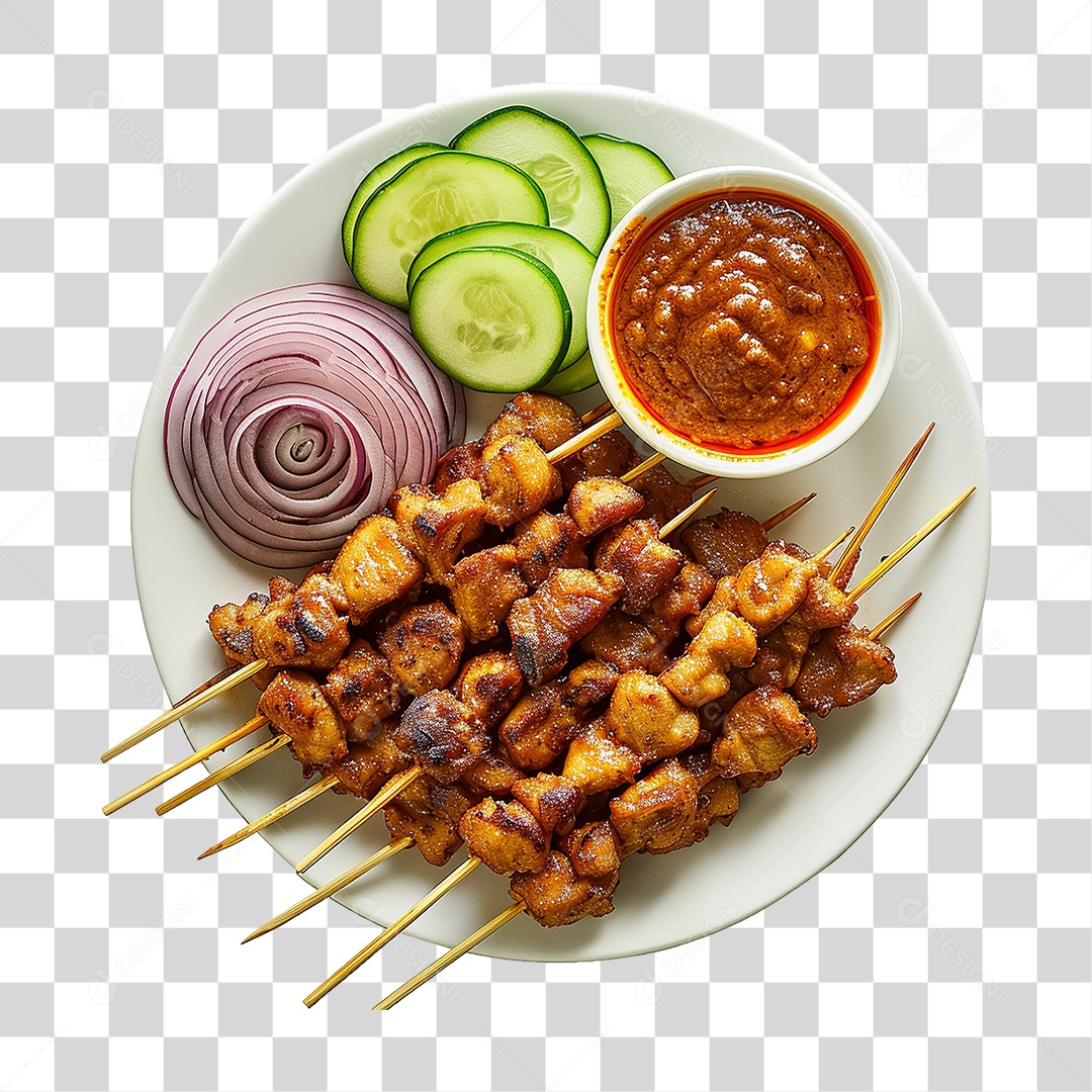 Prato com Espetinhos Churrasco PNG Transparente