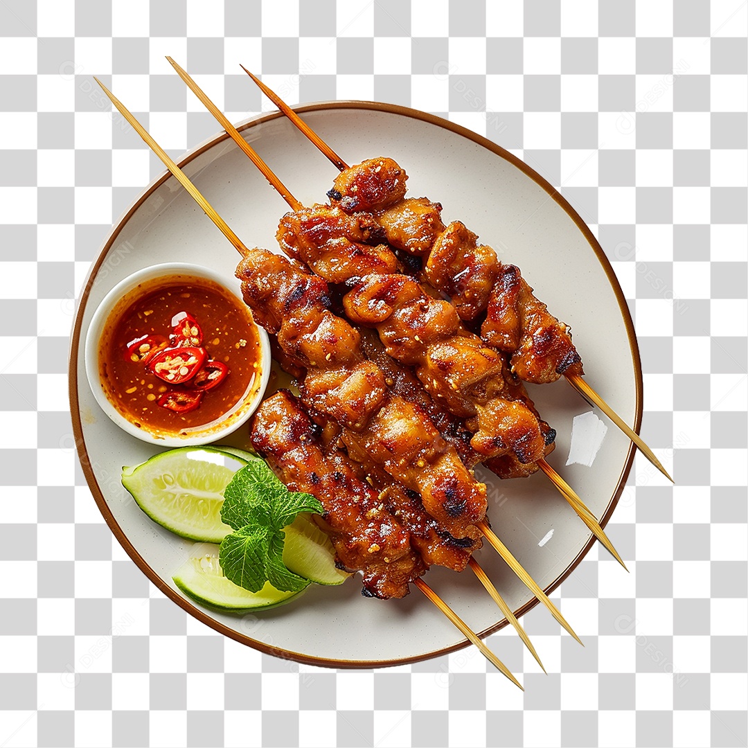 Prato com Espetinhos Churrasco PNG Transparente