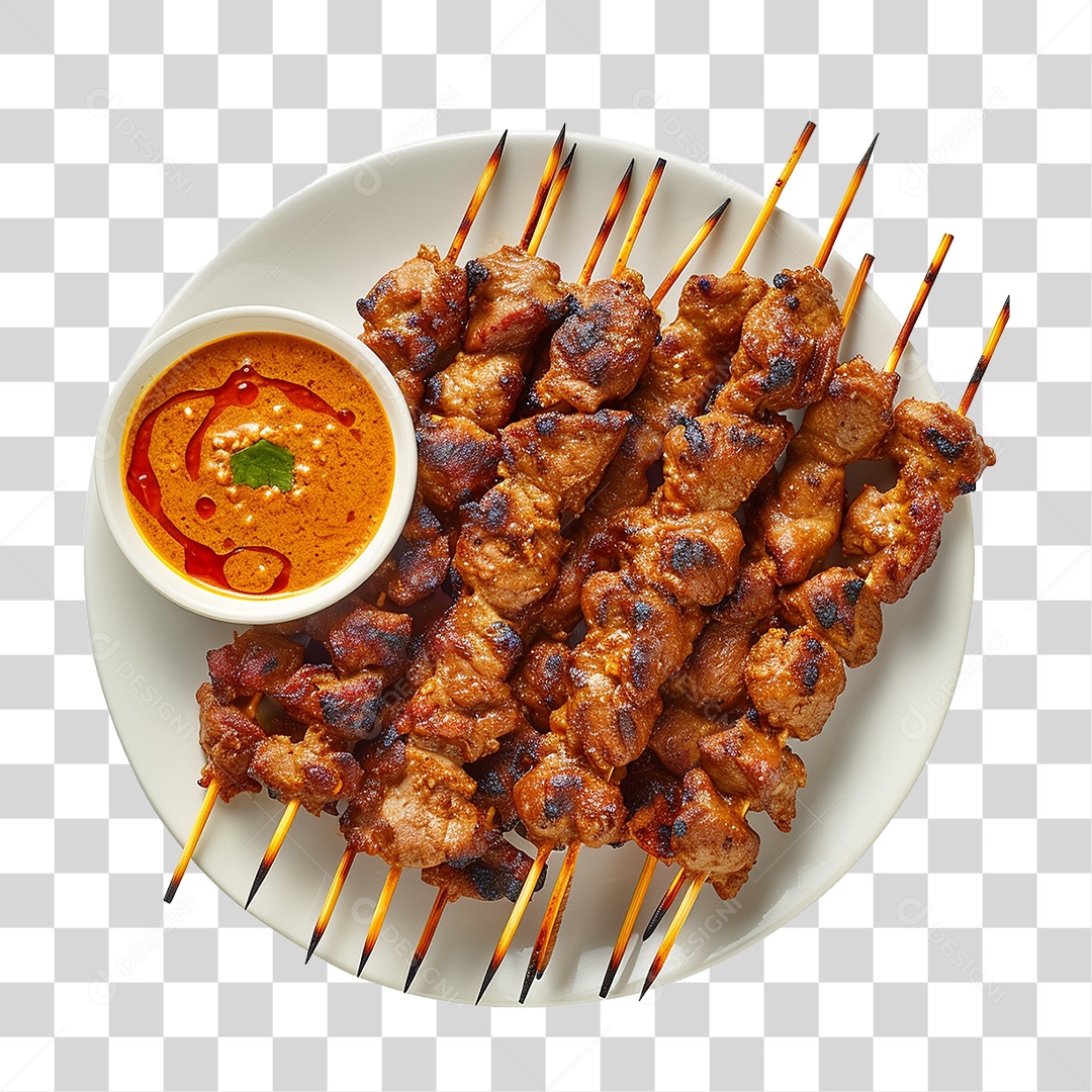 Prato com Espetinhos Churrasco PNG Transparente
