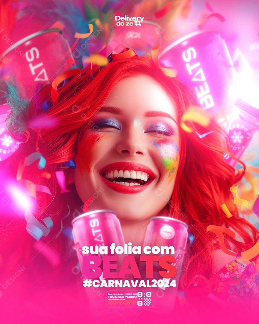 Flyer Sua Folia com Beats Feed Social Media PSD Editável