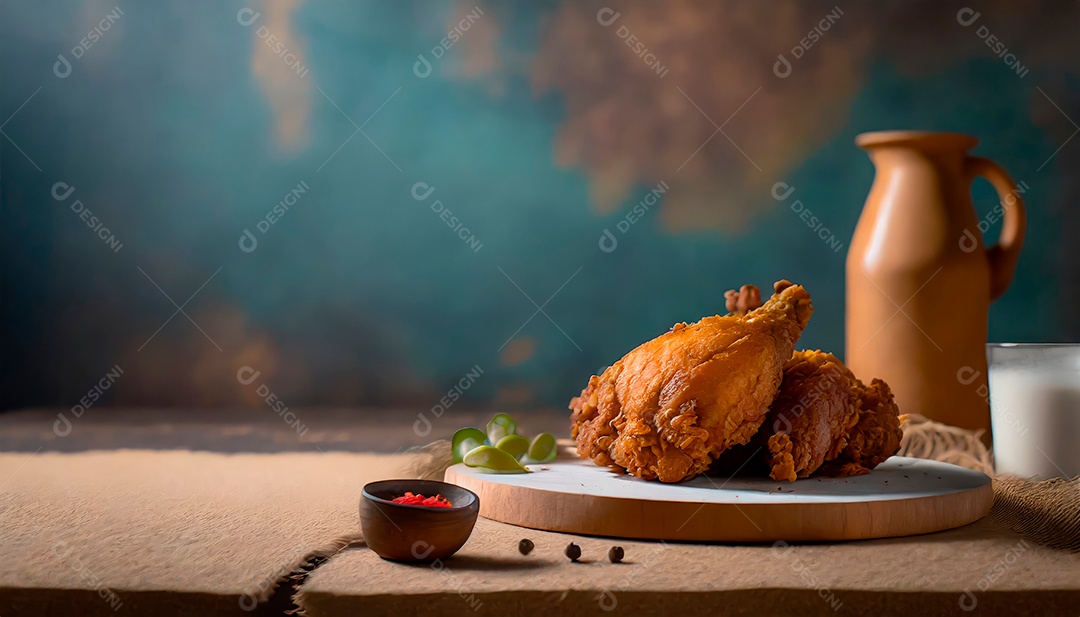 Coxas de frango sobre uma mesa de madeira