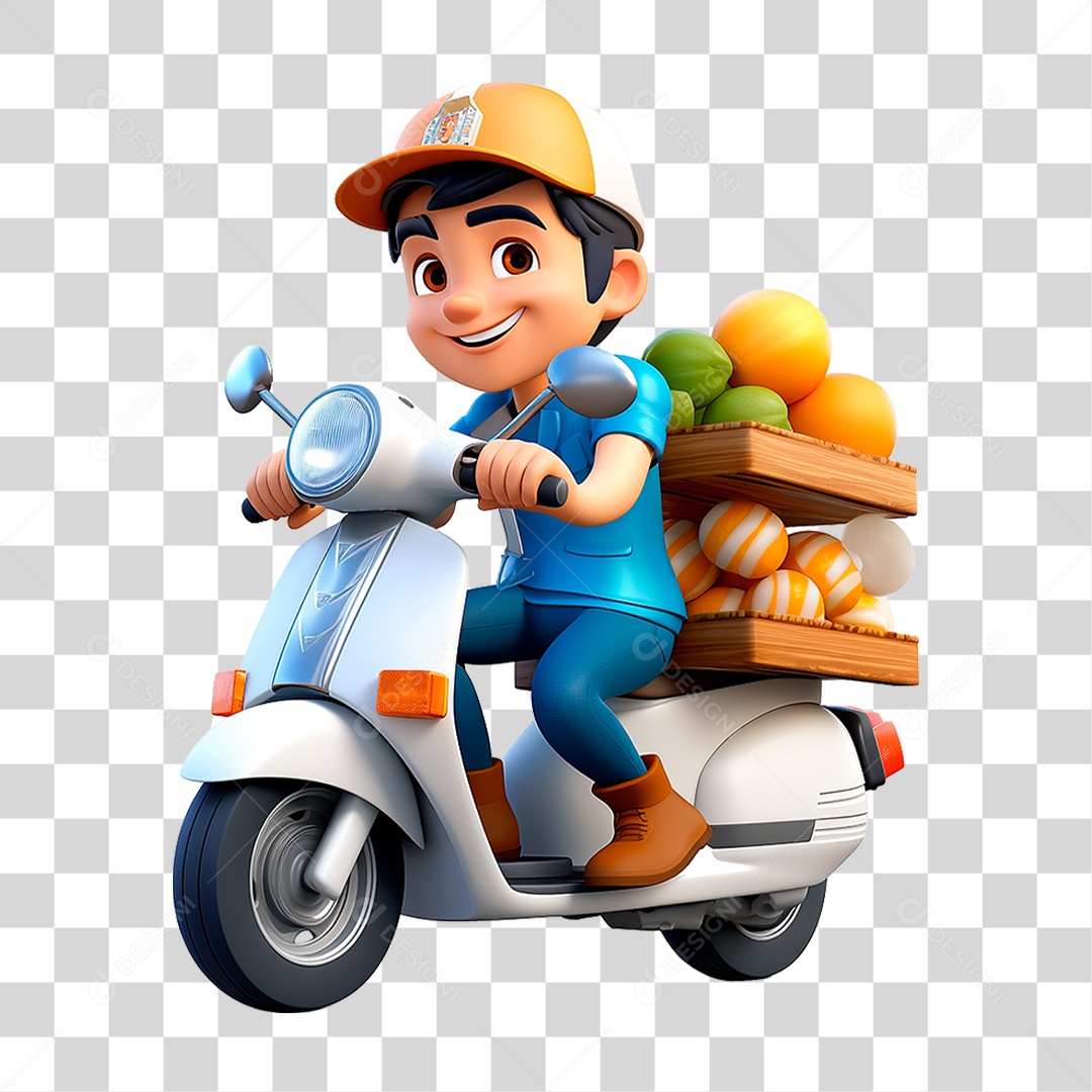 Personagem 3D Entregador PNG Transparente