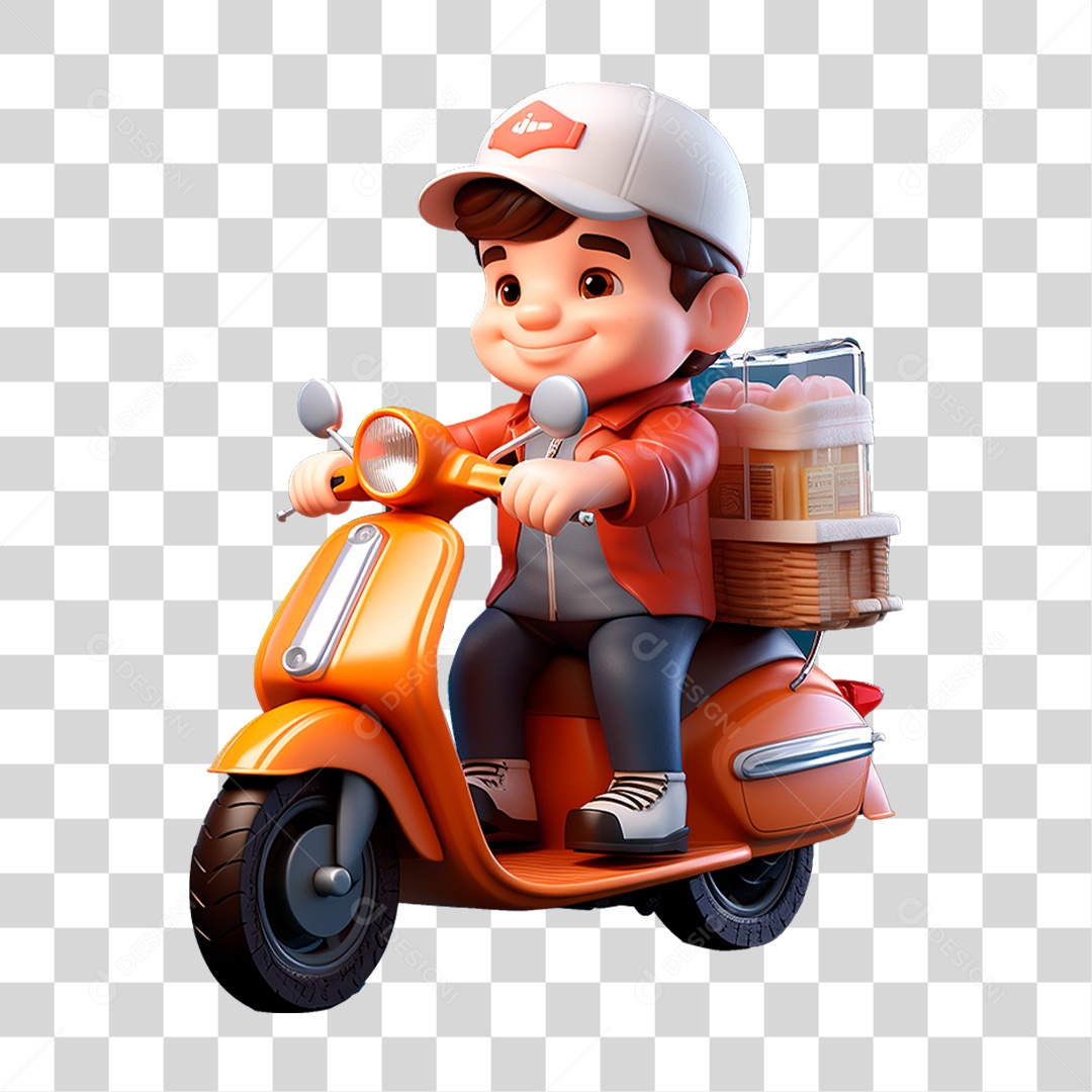 Personagem 3D Entregador PNG Transparente