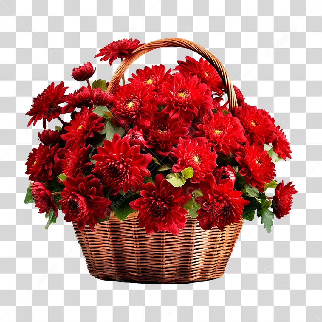 Cesta de Flores Vermelha PNG Transparente