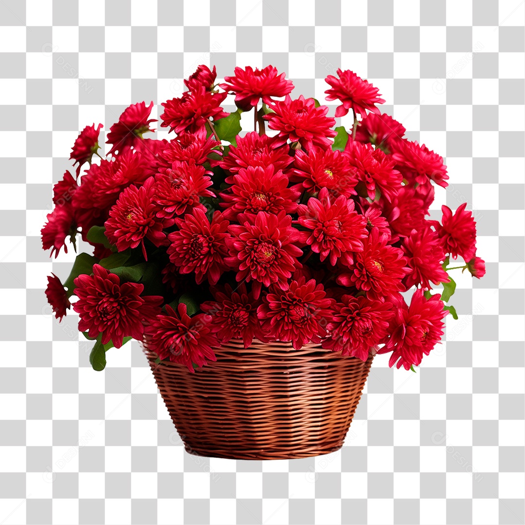 Cesta de Flores Vermelhas PNG Transparente
