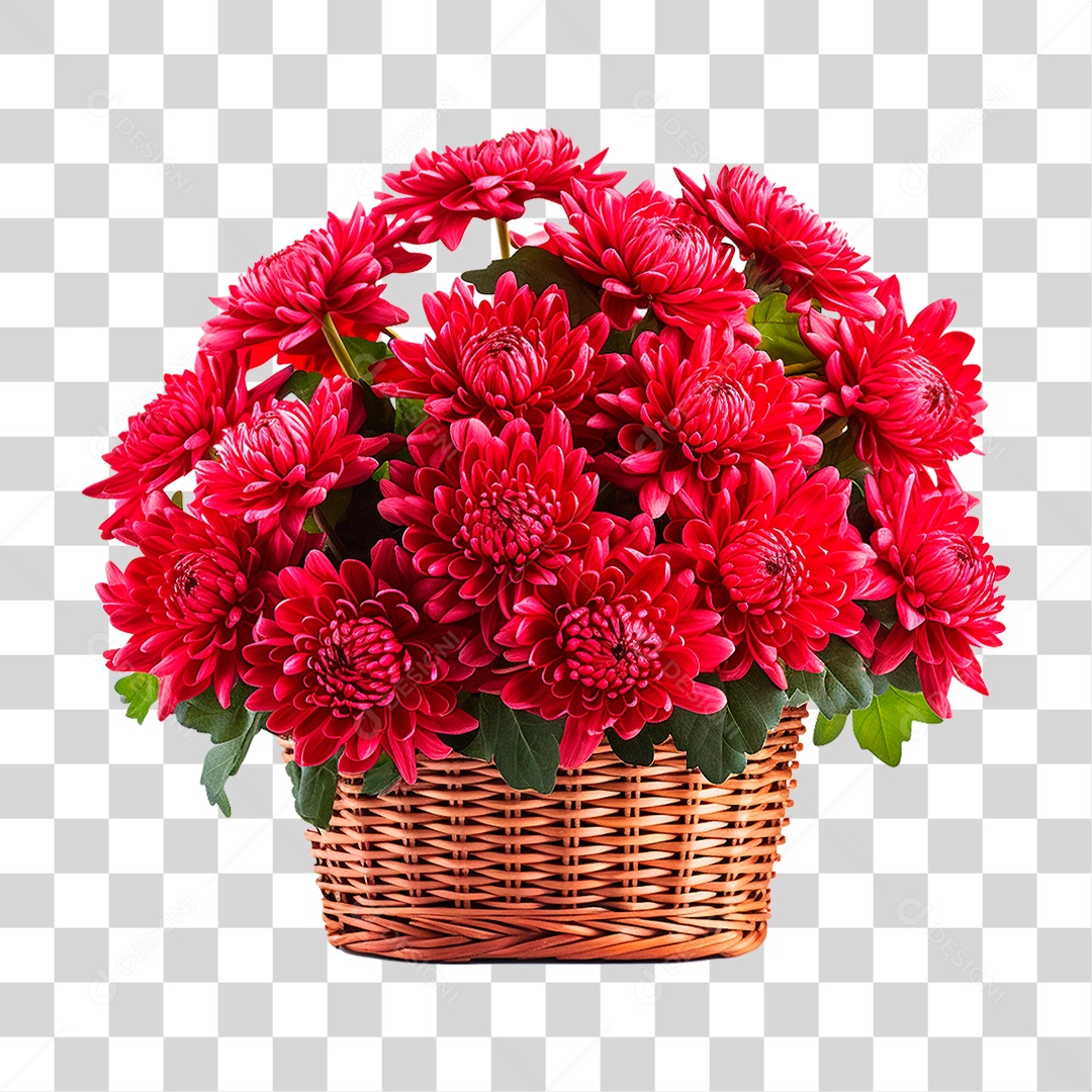 Cesta de Flores Vermelhas PNG Transparente