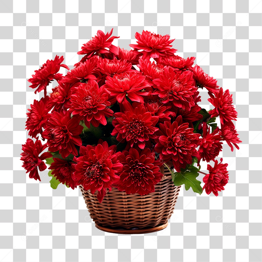 Cesta de Flores Vermelhas PNG Transparente