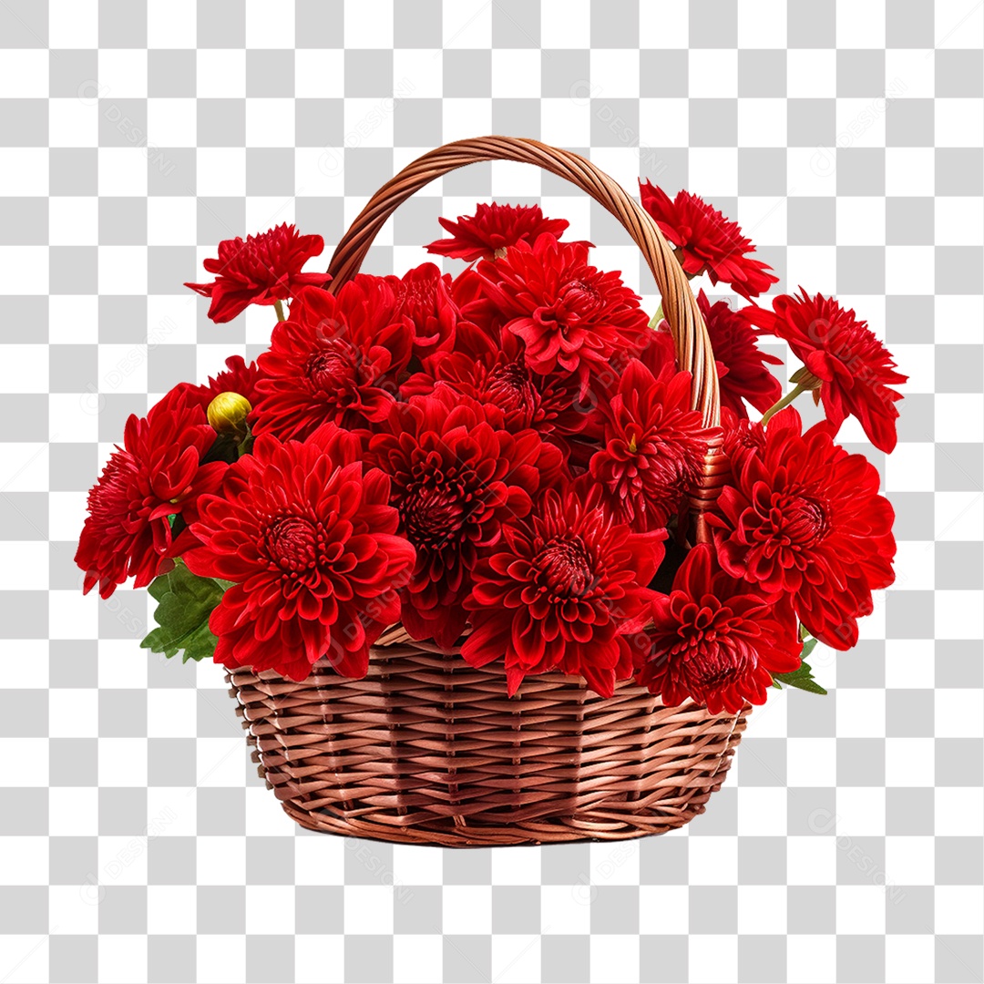 Cesta de Flores Vermelhas PNG Transparente