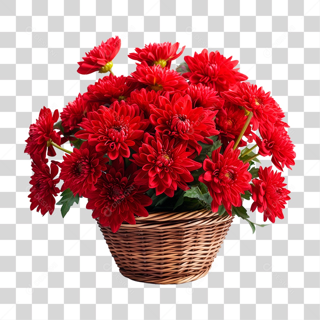 Cesta de Flores Vermelhas PNG Transparente