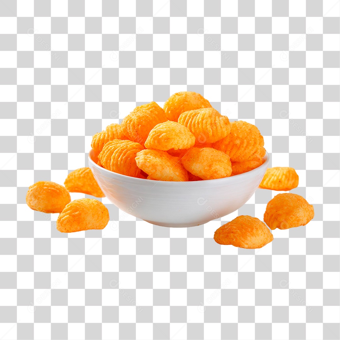 Tigela com Salgadinhos de Batata PNG Transparente