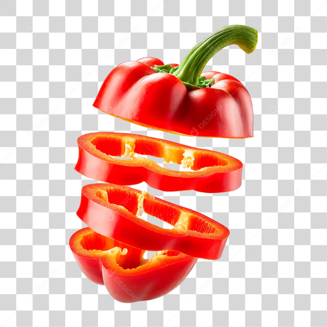 Fatias de Pimentão Vermelho PNG Transparente