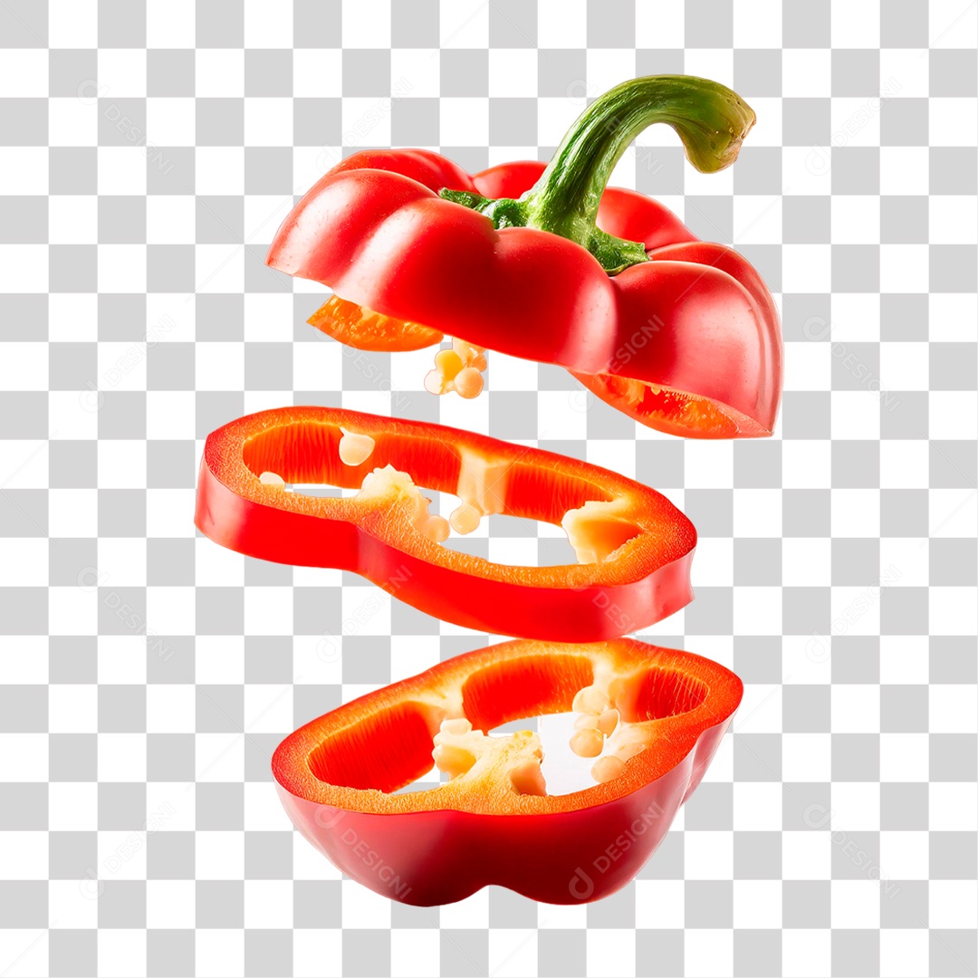 Fatias de Pimentão Vermelho PNG Transparente