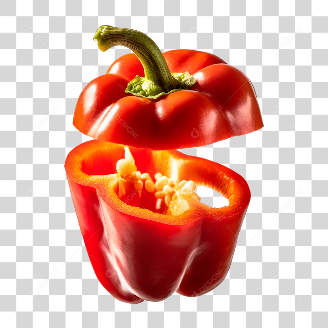 Pimentão Vermelho Partido ao Meio PNG Transparente
