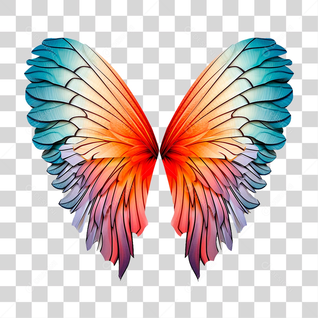 Asas Coloridas PNG Transparente