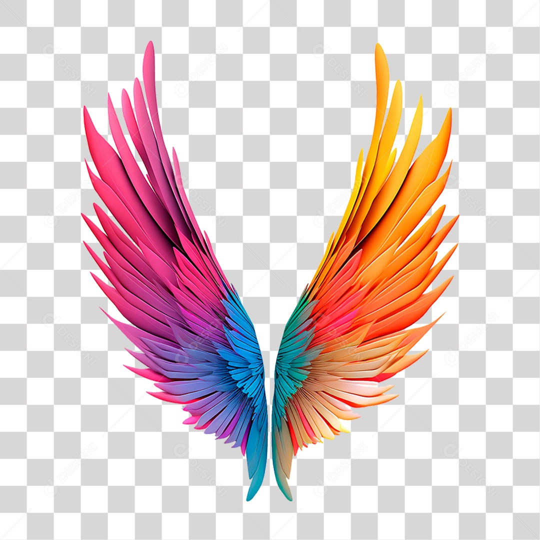 Asas Coloridas PNG Transparente