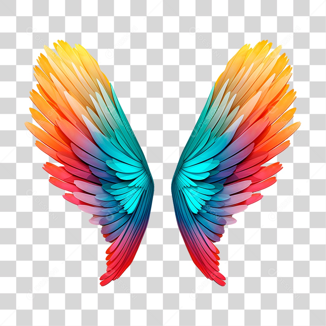 Asas Coloridas PNG Transparente