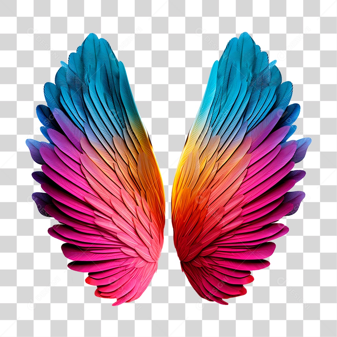 Asas Coloridas PNG Transparente