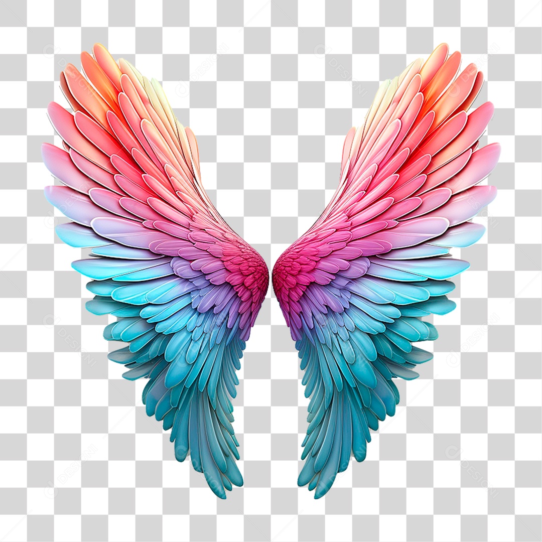 Asas Coloridas PNG Transparente