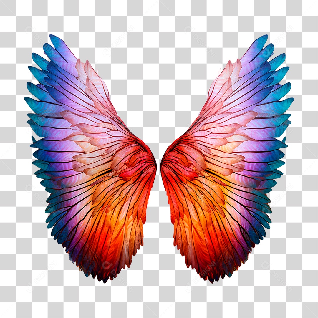Asas Coloridas PNG Transparente