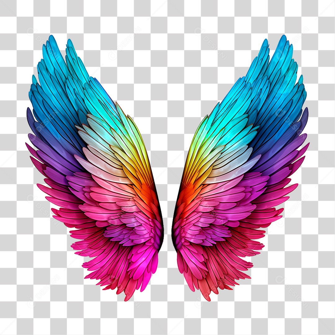 Asas Coloridas PNG Transparente