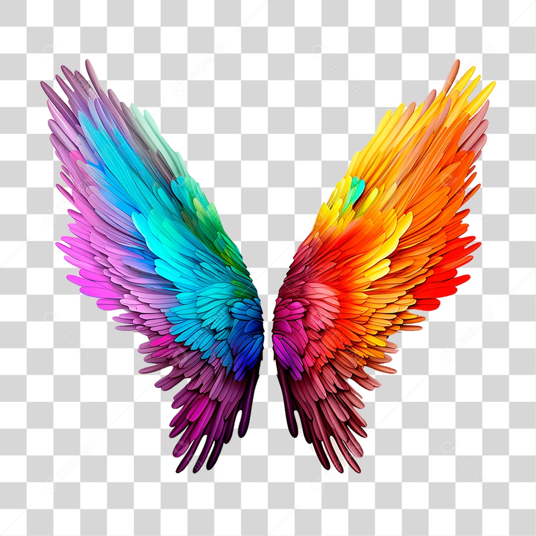 Asas Coloridas PNG Transparente
