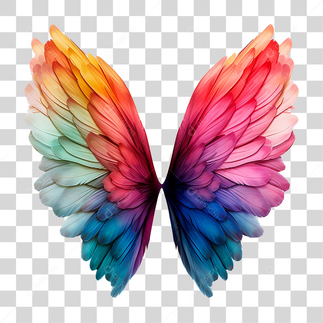 Asas Coloridas PNG Transparente