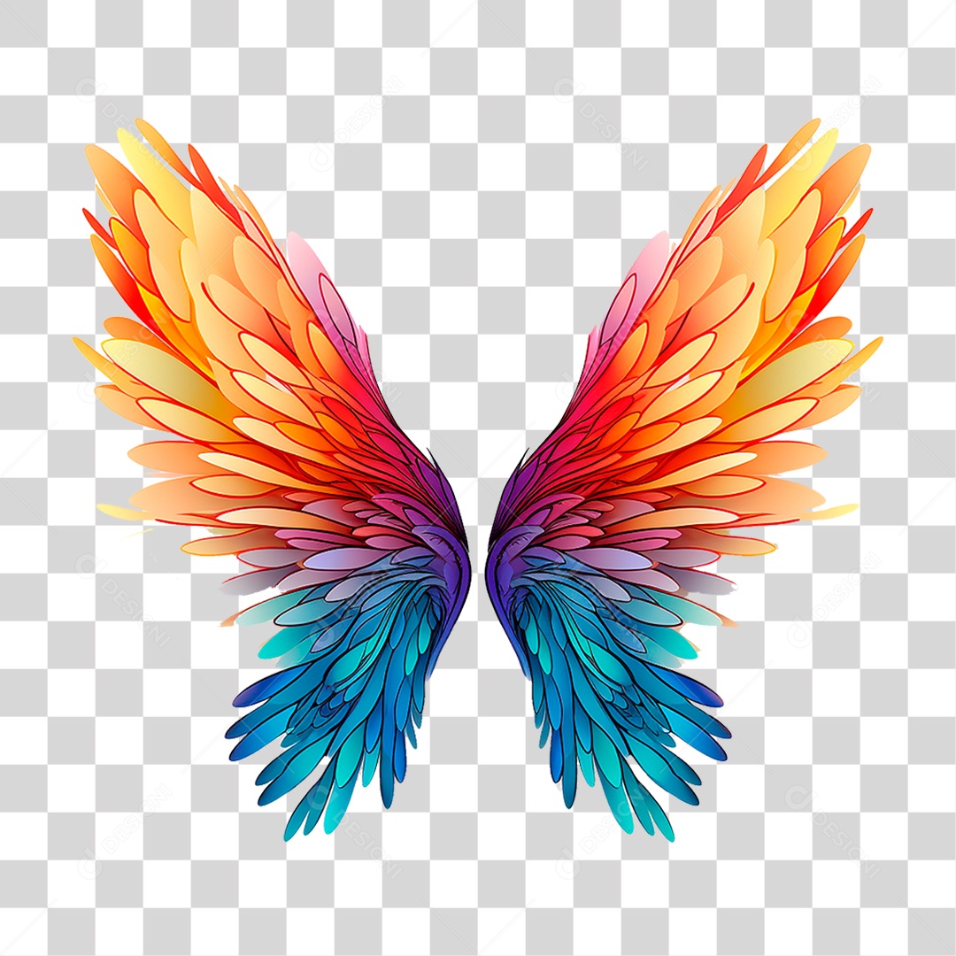 Asas Coloridas PNG Transparente
