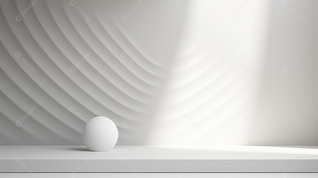 Fundo abstrato branco com esfera branca renderização 3D
