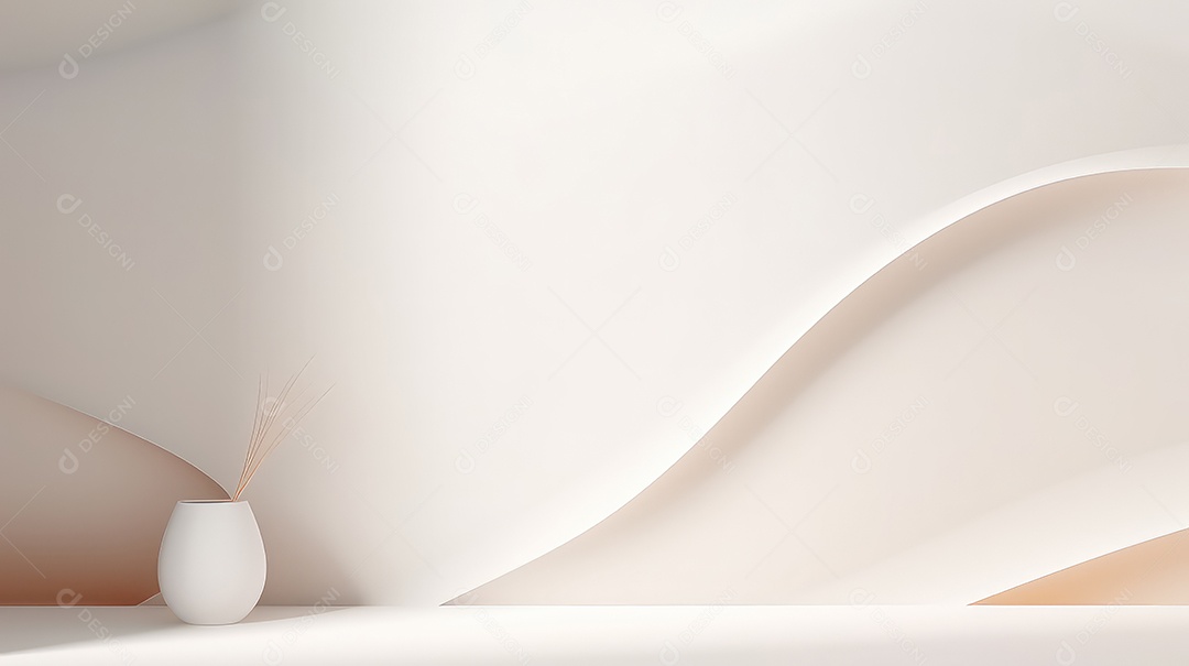 Interior branco abstrato com vaso e espaço para texto renderização 3D