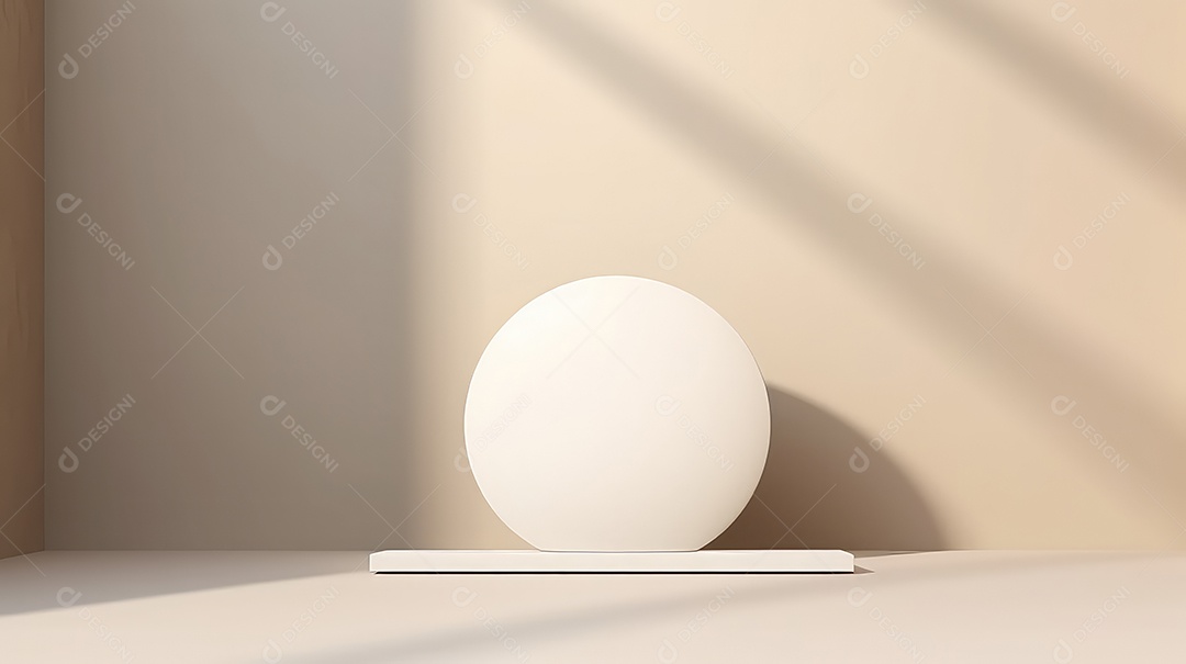 Renderização 3D de um pedestal branco no chão da sala