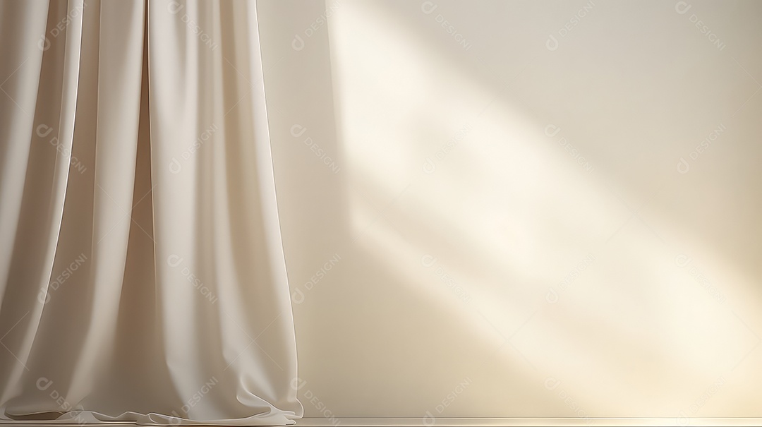 Cortina em fundo de parede branca ilustração de renderização 3D