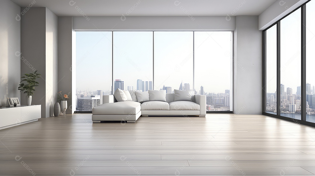 Ilustração de maquete de sala de estar de apartamento com interiores modernos