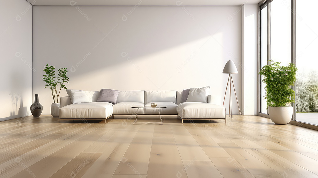 Ilustração de sala de estar de apartamento com interiores modernos