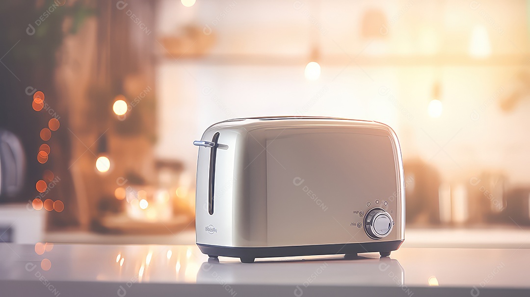 Torradeira moderna sobre a mesa da cozinha